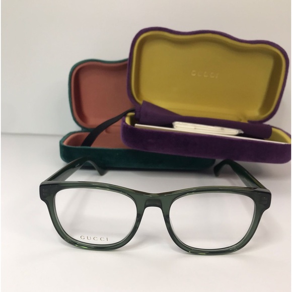 Authentic new Gucci GG0004ON 011 Translucent Green Square Men's Eyeglasses - Picture 5 of 8